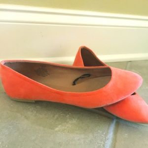 H&M Coral/Orange Suede Flats- Like new!!